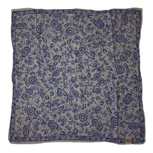 Vintage Italy Banana Republic Scarf Blue White Floral Cotton Handkerchief Preppy